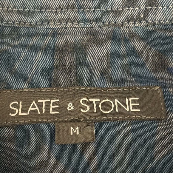 Slate & Stone Cotton Short Sleeve Button Down Palm Leaf Print Shirt -Size Medium - Picture 4 of 5